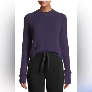 Elegant Vince Shrunken Mock-Neck Cashmere Sweater in Plum. Very Soft, Mid Weight